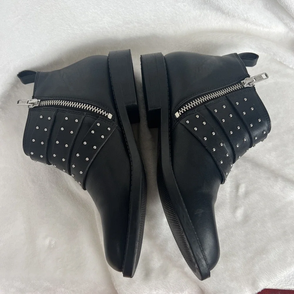H&M Divided Black Studded Triple Buckle Ankle Boots Wm 5.5 EUR 36 EUC Punk Moto - Picture 10 of 13